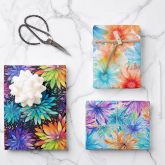 Hoja De Papel De Regalo Patrón de tinte de la floral ocupado 3
