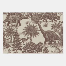 Hoja De Papel De Regalo Patrón de Toile de Dinosaurio Vintage