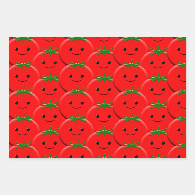 Hoja De Papel De Regalo Patrón de tomate rojo (Anverso)