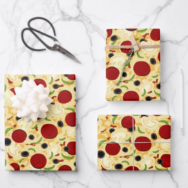 Hoja De Papel De Regalo Patrón de topes de pizza (Anverso)