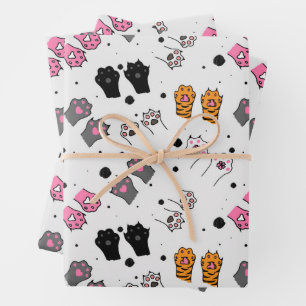 Hoja De Papel De Regalo Patrón de trazas de gato