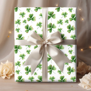 Hoja De Papel De Regalo Patrón de Trébol de Acuarela