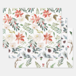 Hoja De Papel De Regalo Patrón de tres Navidades diferentes