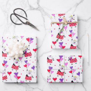 Hoja De Papel De Regalo Patrón de vaca El día de San Valentín divertida