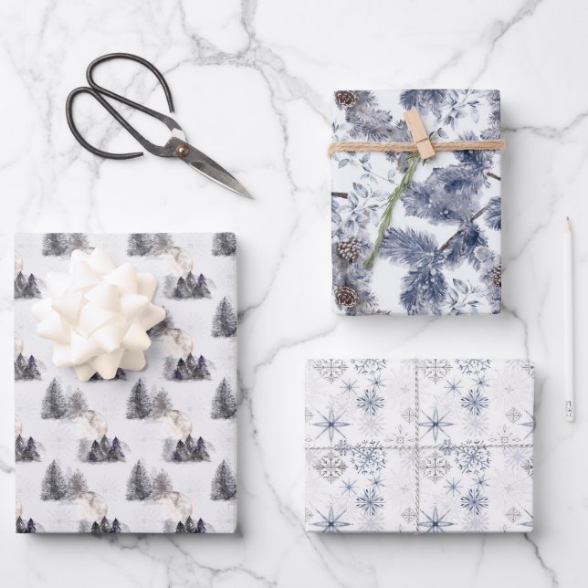 Hoja De Papel De Regalo Patrón de vacaciones de invierno (Anverso)