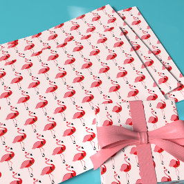 Hoja De Papel De Regalo Patrón de vacaciones de Navidades Flamingo Santa R