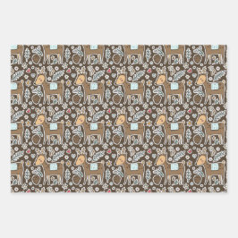 Hoja De Papel De Regalo Patrón de vacaciones de renos de los navidades
