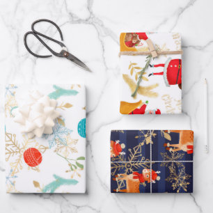 Hoja De Papel De Regalo Patrón De Vacaciones De Renos De Nieve Y Navidades