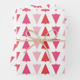 Hoja De Papel De Regalo Patrón de vacaciones rosadas de los árboles navide