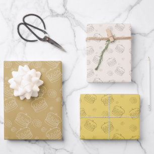 Hoja De Papel De Regalo Patrón de vaina de algodón con torta