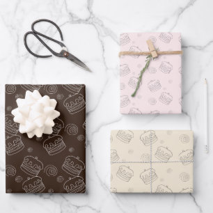 Hoja De Papel De Regalo Patrón de vaina de algodón con torta