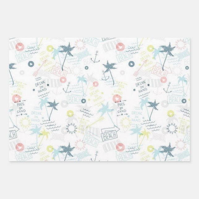 Hoja De Papel De Regalo Patrón de verano (Anverso)
