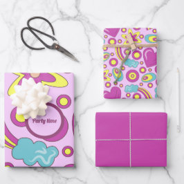 Hoja De Papel De Regalo Patrón de verano de color púrpura de los años 70