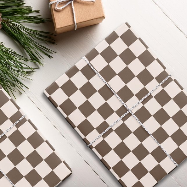 Hoja De Papel De Regalo Patrón de verificación marrón (Subido por el creador)