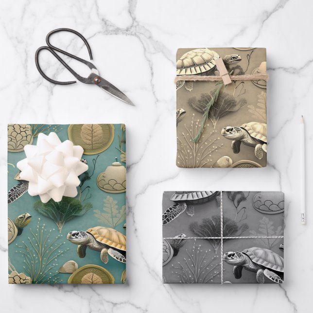 Hoja De Papel De Regalo Patrón de vida de la tortuga No6 (Anverso)