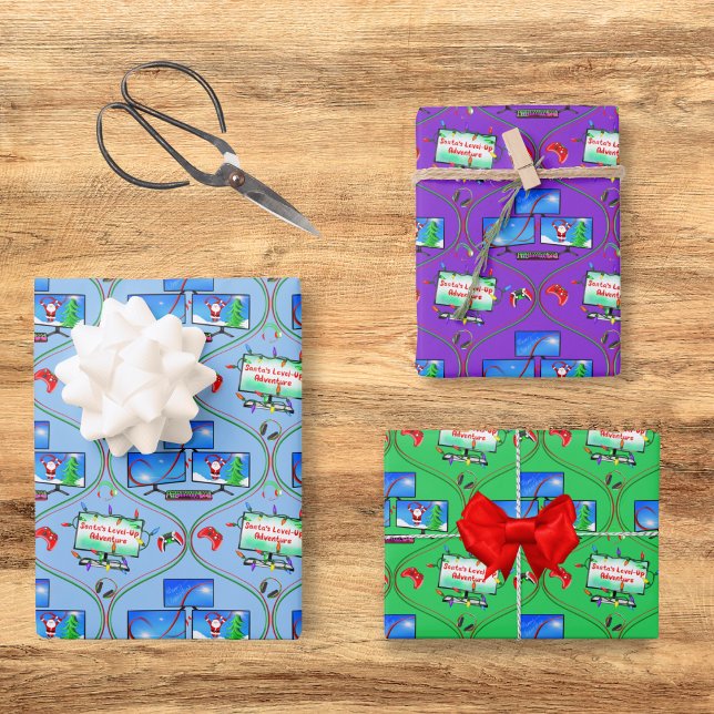 Hoja De Papel De Regalo Patrón de videojuegos de navidades (Power up your presents with gaming-themed wrap, delighting tech-savvy teens this Christmas!)