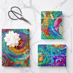 Hoja De Papel De Regalo Patrón de vidrio mosaico de tono de joyas arcoiris