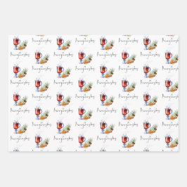 Hoja De Papel De Regalo Patrón de vino silenciado Guión navideño