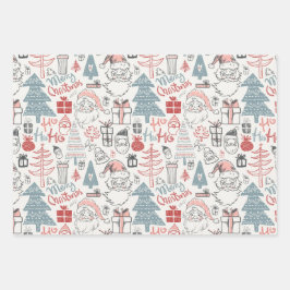 Hoja De Papel De Regalo Patrón de vintage de estilo antiguo de los navidad