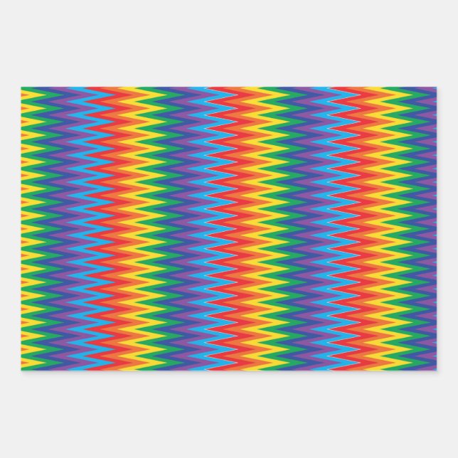Hoja De Papel De Regalo Patrón de zigzag arco iris (Anverso)