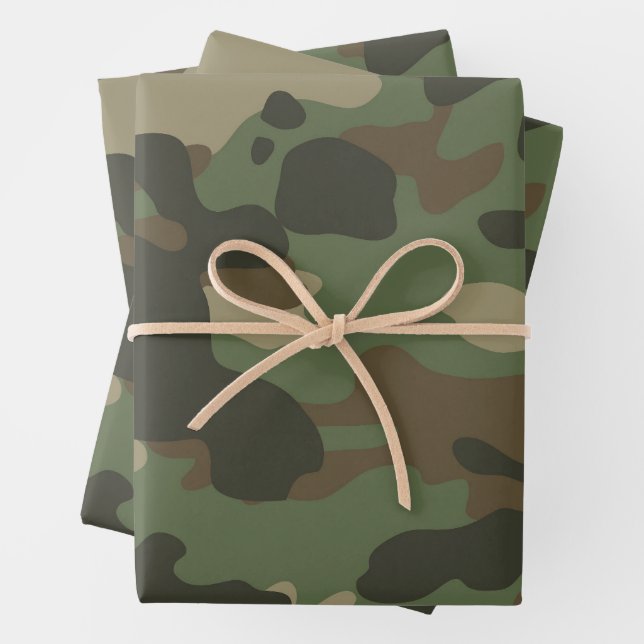 Hoja De Papel De Regalo Patrón del Ejército Camo Verde (In situ)