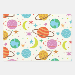 Hoja De Papel De Regalo Patrón del planeta del sistema solar en el espacio