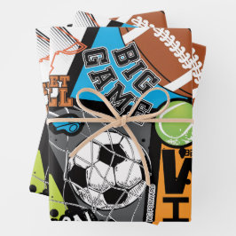 Hoja De Papel De Regalo Patrón Deportivo Con Balones