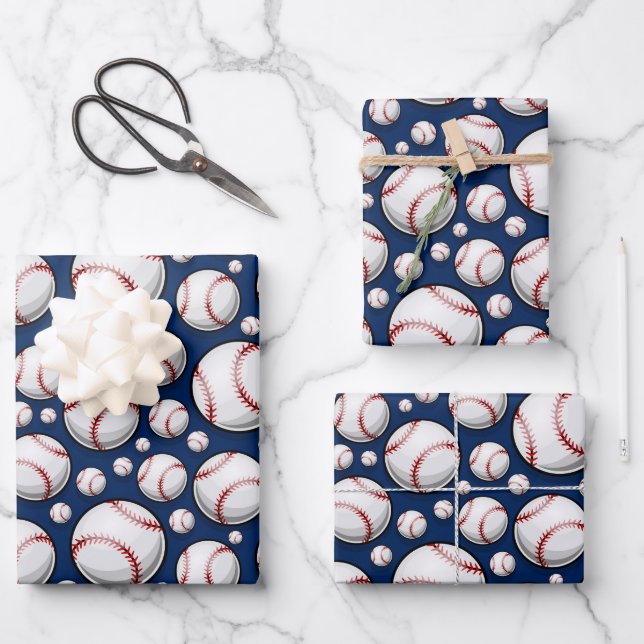 Hoja De Papel De Regalo Patrón deportivo de béisbol (Anverso)
