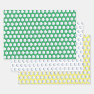 Hoja De Papel De Regalo Patrón deportivo de pelota de golf verde blanco y 