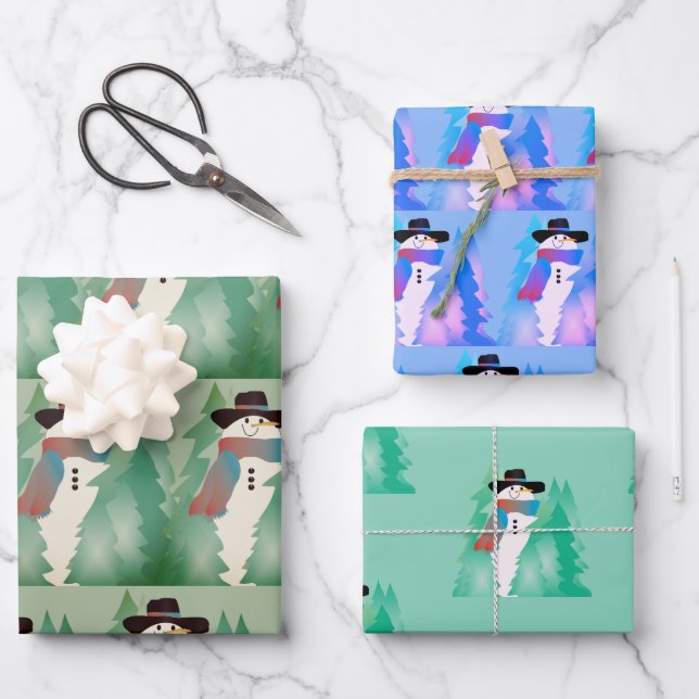 Hoja De Papel De Regalo Patrón diseñado por Snowman (Anverso)