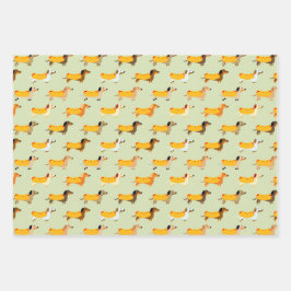 Hoja De Papel De Regalo Patrón divertido de perros salchicha Dachshunds li