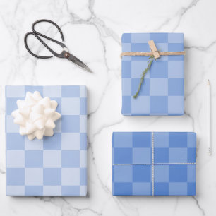 Hoja De Papel De Regalo Patrón Dusty Blue Checked