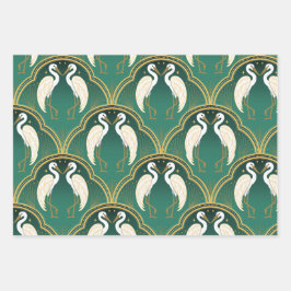 Hoja De Papel De Regalo Patrón elegante Art Deco Crane