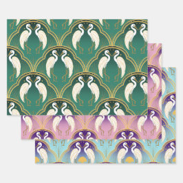 Hoja De Papel De Regalo Patrón elegante Art Deco Crane