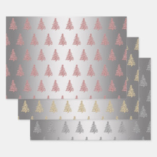 Hoja De Papel De Regalo Patrón elegante de árbol de Navidad