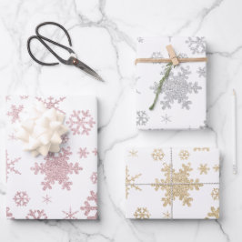 Hoja De Papel De Regalo Patrón elegante de copos de nieve de los Navidades