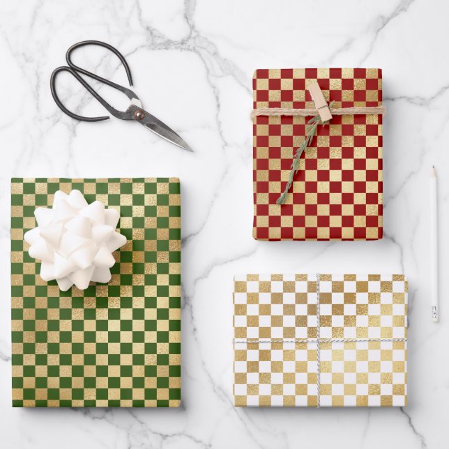 Hoja De Papel De Regalo Patrón en caja con control de oro (Anverso)