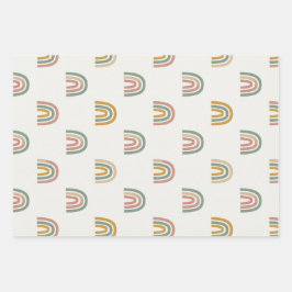 Hoja De Papel De Regalo Patrón escandinavo arcoíris boho atenuado 