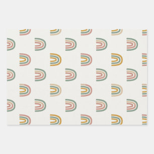 Hoja De Papel De Regalo Patrón escandinavo arcoíris boho atenuado 