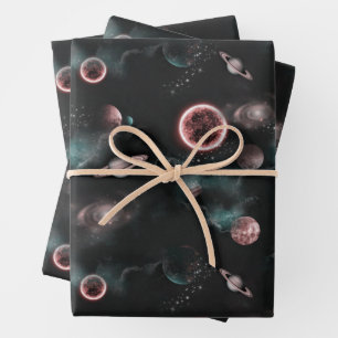 Hoja De Papel De Regalo Patrón Espacial