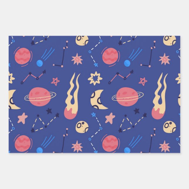 Hoja De Papel De Regalo Patrón espacial (Anverso)