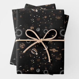 Hoja De Papel De Regalo Patrón Espacial 