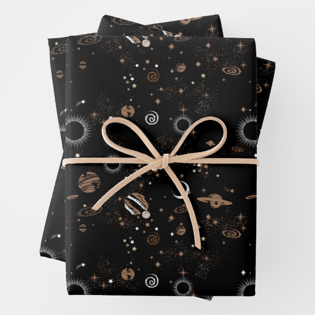 Hoja De Papel De Regalo Patrón Espacial  (In situ)