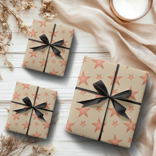 Hoja De Papel De Regalo Patrón estelar en el naranja de terracota gradient