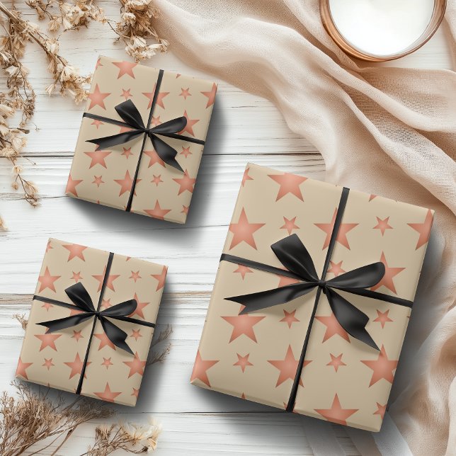 Hoja De Papel De Regalo Patrón estelar en el naranja de terracota gradient (Subido por el creador)