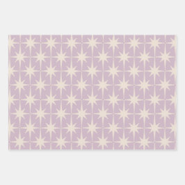 Hoja De Papel De Regalo Patrón estelar retro de los 50's en Lilac