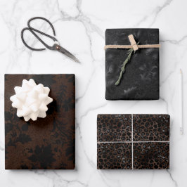 Hoja De Papel De Regalo Patrón estético de leopardo negro y marrón