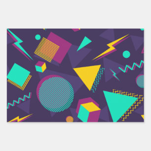 Hoja De Papel De Regalo Patrón estilo memphis de los años 90