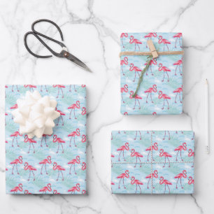 Hoja De Papel De Regalo Patrón Flamingo