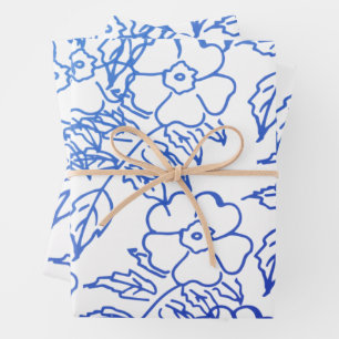 Hoja De Papel De Regalo Patrón floral azul